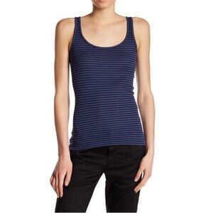 Vince Striped Scoop Neck Ribbed Tank Top in Navy & Black